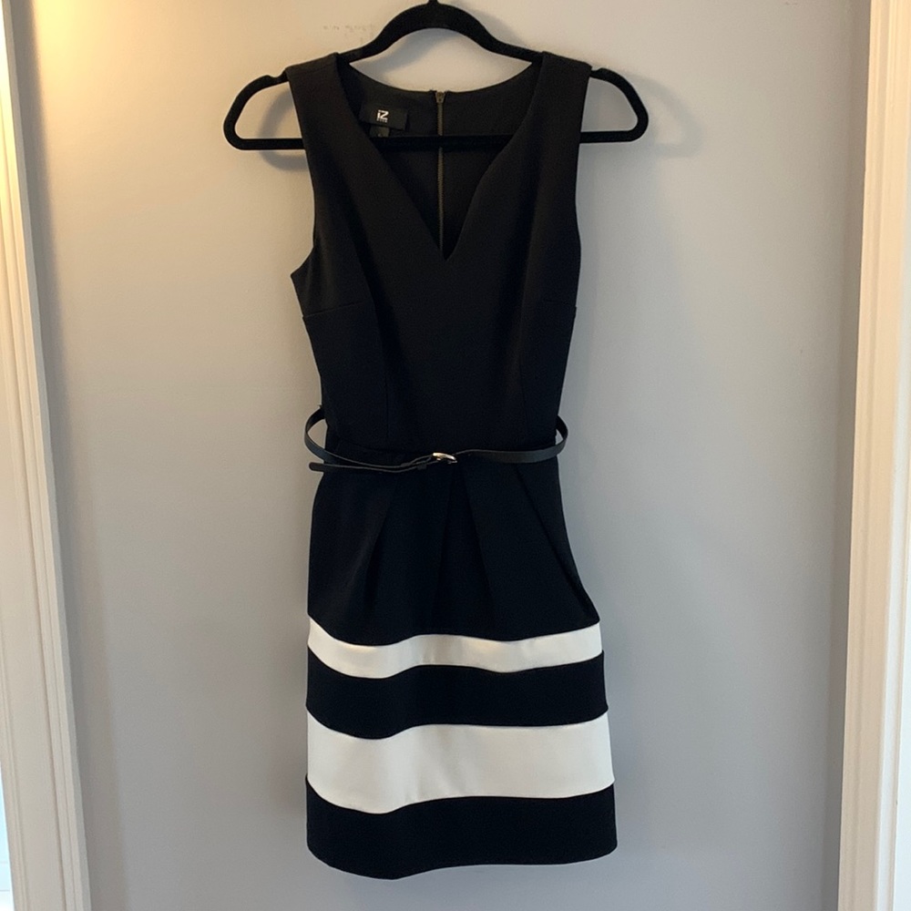 Black and white party dress with pockets